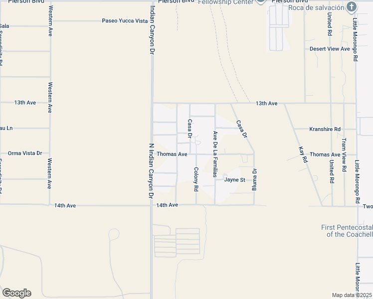 map of restaurants, bars, coffee shops, grocery stores, and more near 64180 Thomas Avenue in Desert Hot Springs
