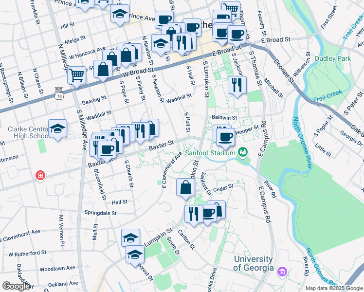 map of restaurants, bars, coffee shops, grocery stores, and more near in Athens