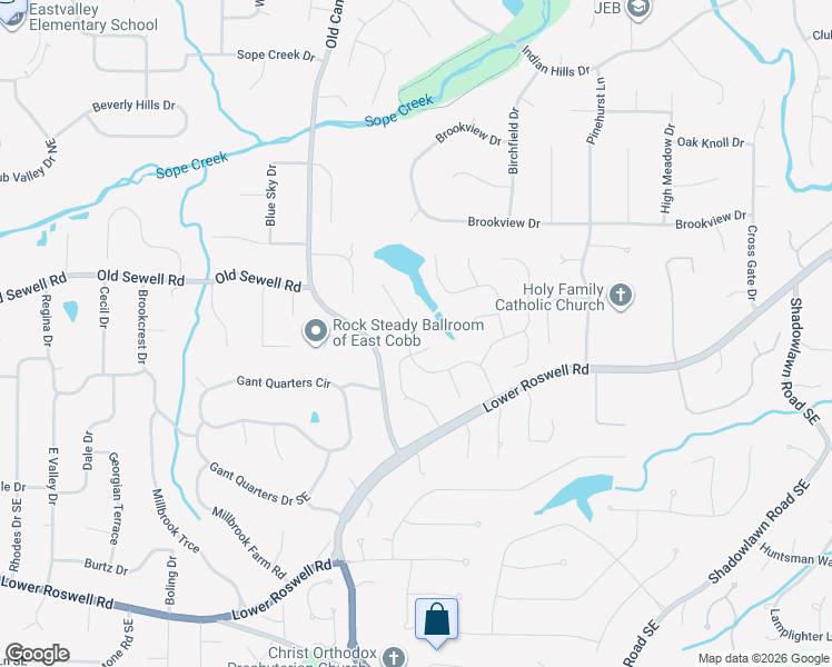 map of restaurants, bars, coffee shops, grocery stores, and more near 3282 Timberloch Drive Northeast in Marietta