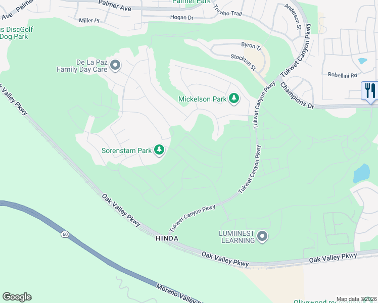 map of restaurants, bars, coffee shops, grocery stores, and more near 35374 Garcia Street in Beaumont