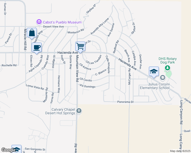 map of restaurants, bars, coffee shops, grocery stores, and more near 68175 Calle Blanco in Desert Hot Springs
