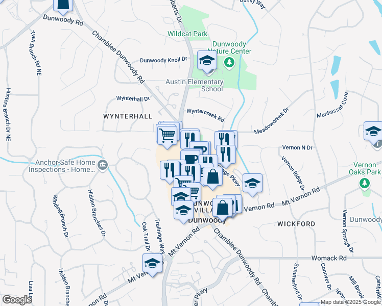 map of restaurants, bars, coffee shops, grocery stores, and more near 5579b Chamblee Dunwoody Road in Dunwoody