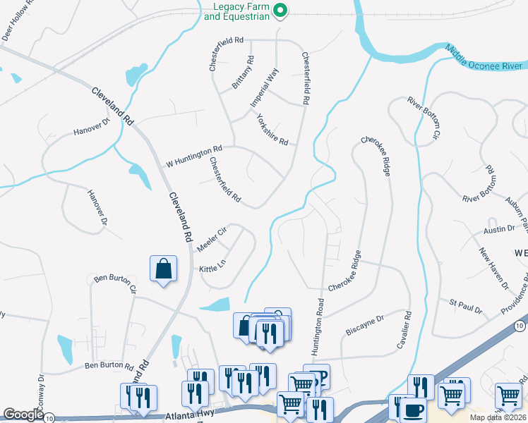 map of restaurants, bars, coffee shops, grocery stores, and more near 222 Chesterfield Road in Bogart