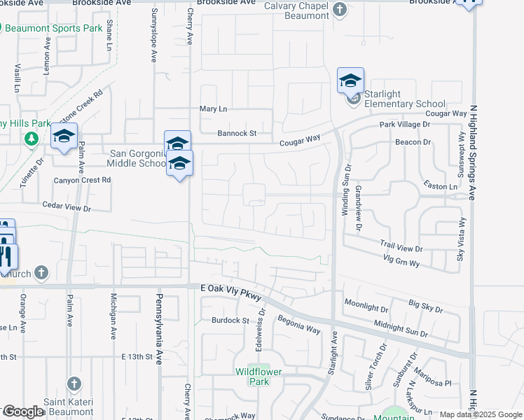 map of restaurants, bars, coffee shops, grocery stores, and more near 1381 Pyrite Way in Beaumont