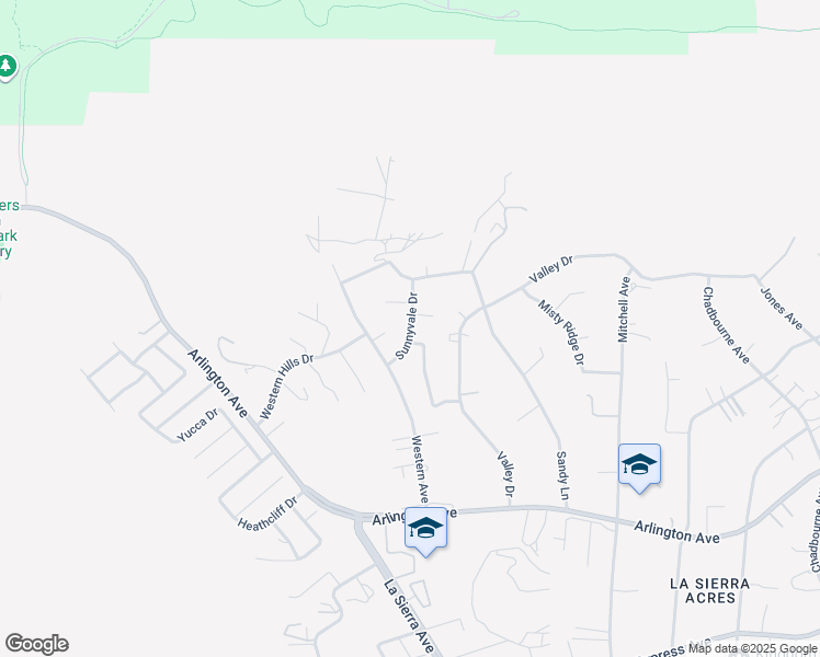 map of restaurants, bars, coffee shops, grocery stores, and more near 6783 Sunnyvale Drive in Riverside