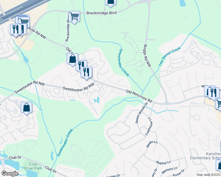 map of restaurants, bars, coffee shops, grocery stores, and more near in Gwinnett County