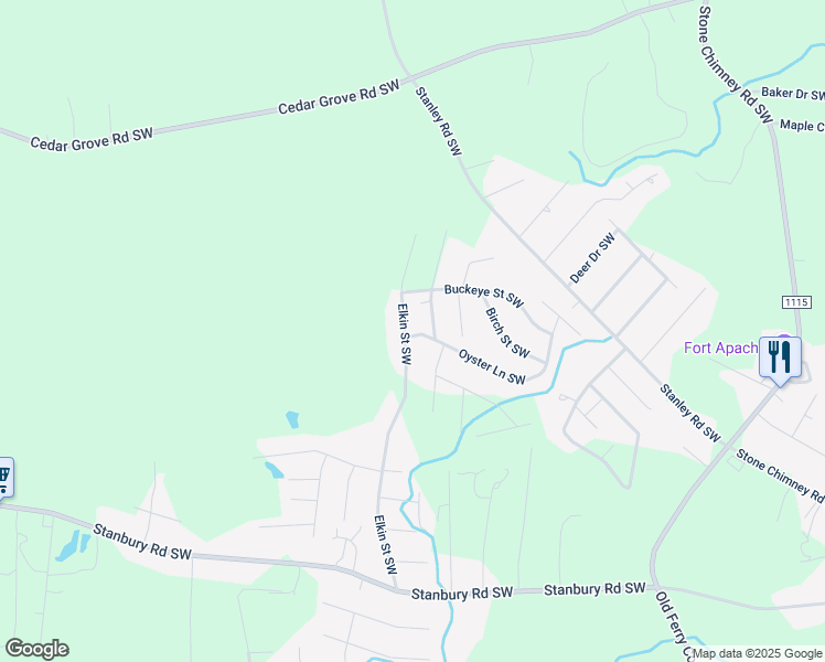map of restaurants, bars, coffee shops, grocery stores, and more near 2314 Elkin Street Southwest in Brunswick County
