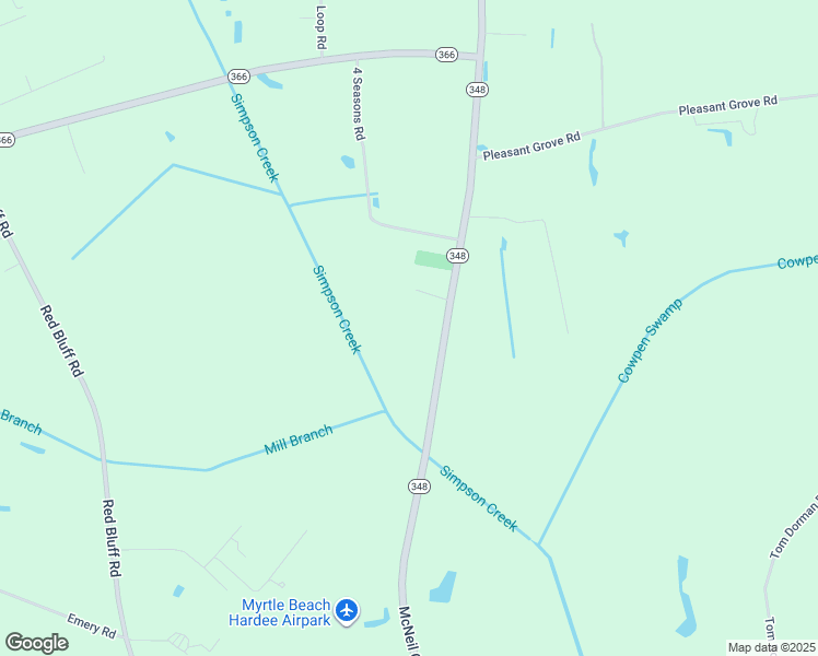 map of restaurants, bars, coffee shops, grocery stores, and more near 2917 Charlie Lane in Loris