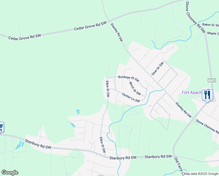 map of restaurants, bars, coffee shops, grocery stores, and more near 2314 Elkin Street Southwest in Brunswick County