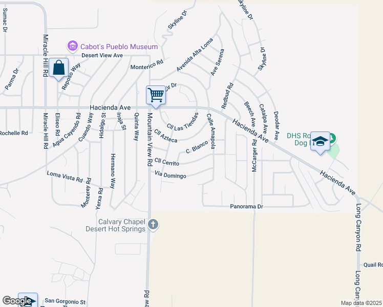 map of restaurants, bars, coffee shops, grocery stores, and more near 68175 Calle Blanco in Desert Hot Springs
