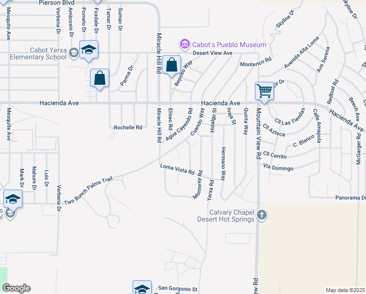 map of restaurants, bars, coffee shops, grocery stores, and more near 13434 Cuando Way in Desert Hot Springs