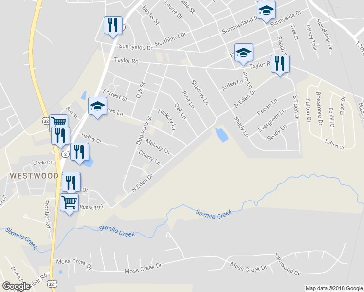 map of restaurants, bars, coffee shops, grocery stores, and more near 206 Haynes Lane in Cayce