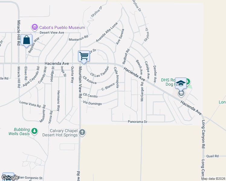 map of restaurants, bars, coffee shops, grocery stores, and more near 68258 Calle Cerrito in Desert Hot Springs