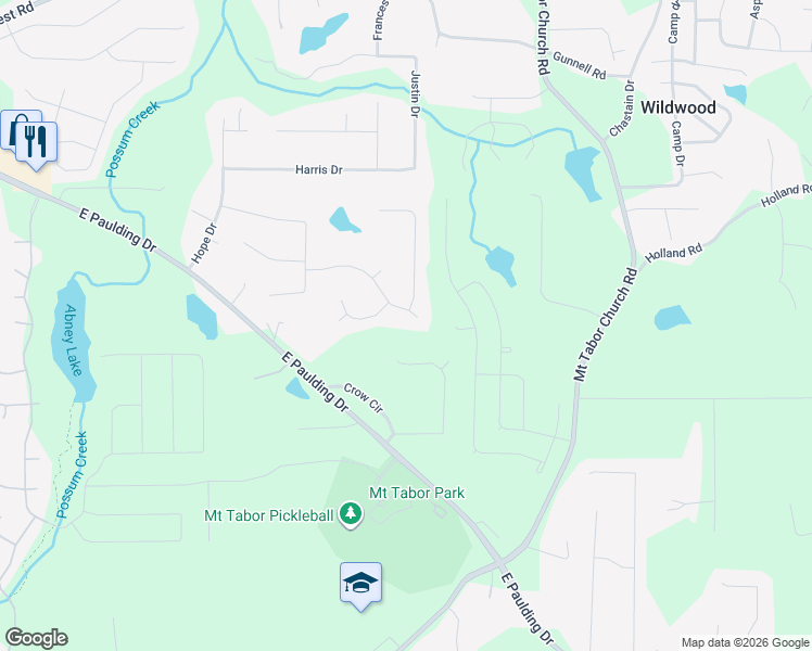 map of restaurants, bars, coffee shops, grocery stores, and more near 280 Crestwood Drive in Dallas