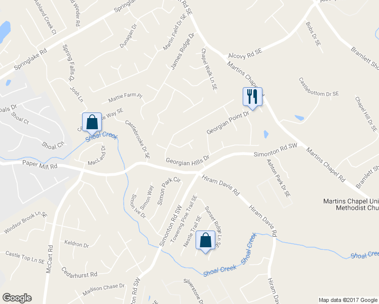 map of restaurants, bars, coffee shops, grocery stores, and more near 643 Matt Court in Lawrenceville