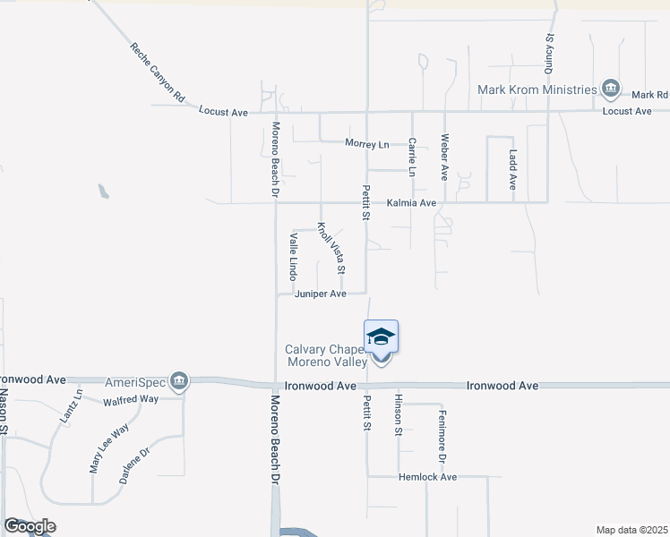 map of restaurants, bars, coffee shops, grocery stores, and more near 11691 Knoll Vista Street in Moreno Valley