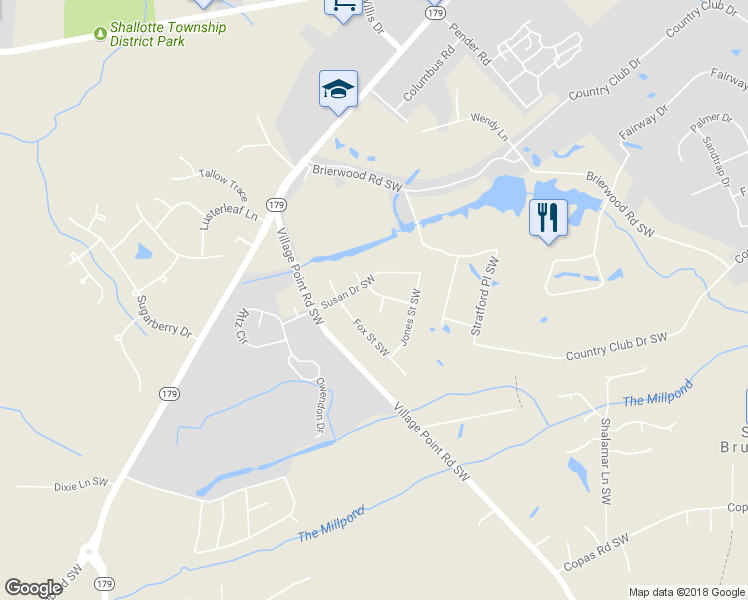map of restaurants, bars, coffee shops, grocery stores, and more near 815 Usher Avenue Southwest in Shallotte