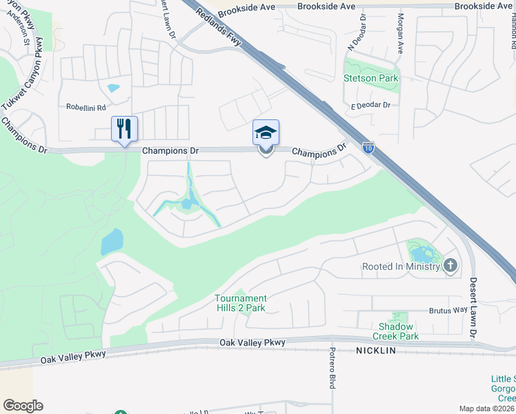 map of restaurants, bars, coffee shops, grocery stores, and more near 36562 Bay Hill Drive in Beaumont