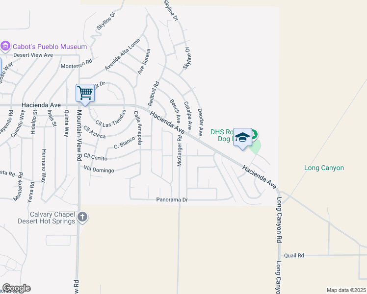 map of restaurants, bars, coffee shops, grocery stores, and more near 13365 Mountain Top Court in Desert Hot Springs