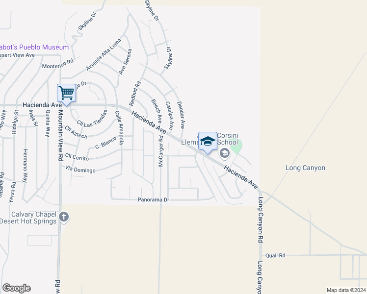 map of restaurants, bars, coffee shops, grocery stores, and more near 13378 Alpine Circle in Desert Hot Springs