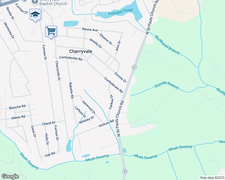 map of restaurants, bars, coffee shops, grocery stores, and more near 1055 Yankee Drive in Sumter