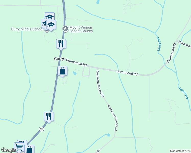 map of restaurants, bars, coffee shops, grocery stores, and more near 80 Drummond Cut-Off Road in Jasper