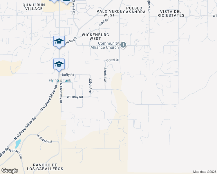 map of restaurants, bars, coffee shops, grocery stores, and more near 32711 West Jones Road in Wickenburg