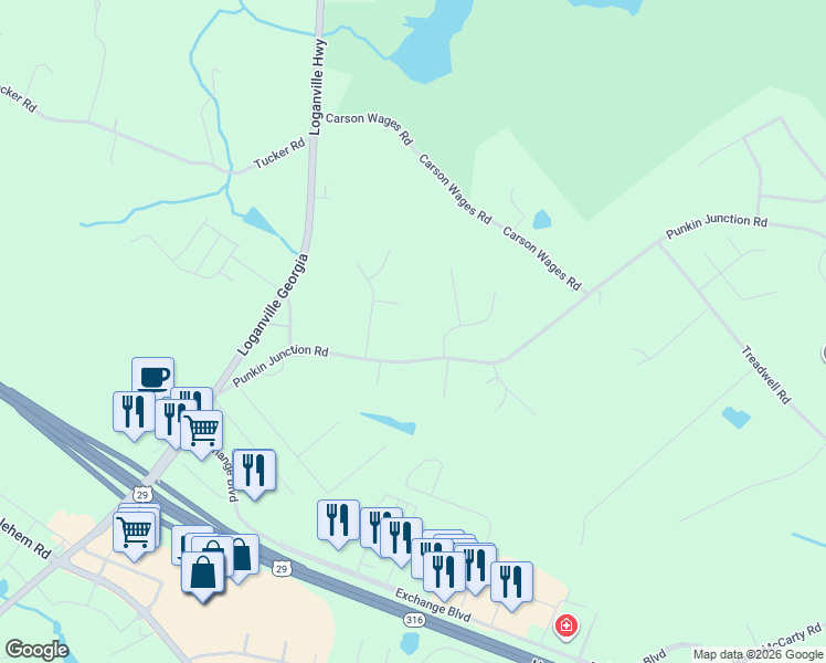 map of restaurants, bars, coffee shops, grocery stores, and more near 299 Punkin Junction Road in Bethlehem