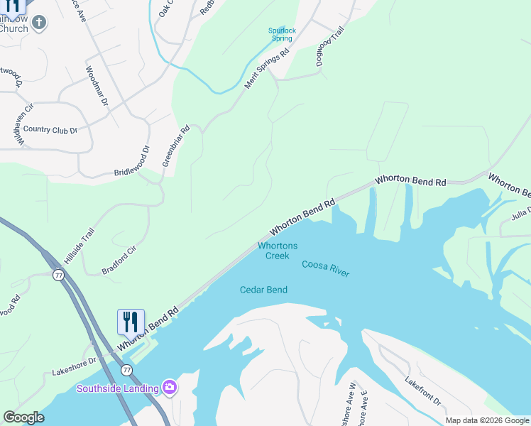 map of restaurants, bars, coffee shops, grocery stores, and more near 136 Somerset Chase in Gadsden