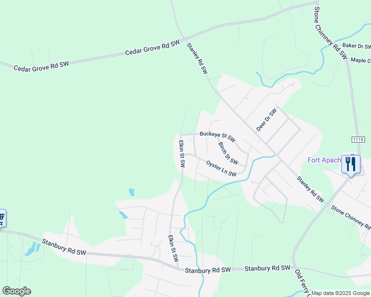 map of restaurants, bars, coffee shops, grocery stores, and more near 2308 Elkin Street Southwest in Brunswick County