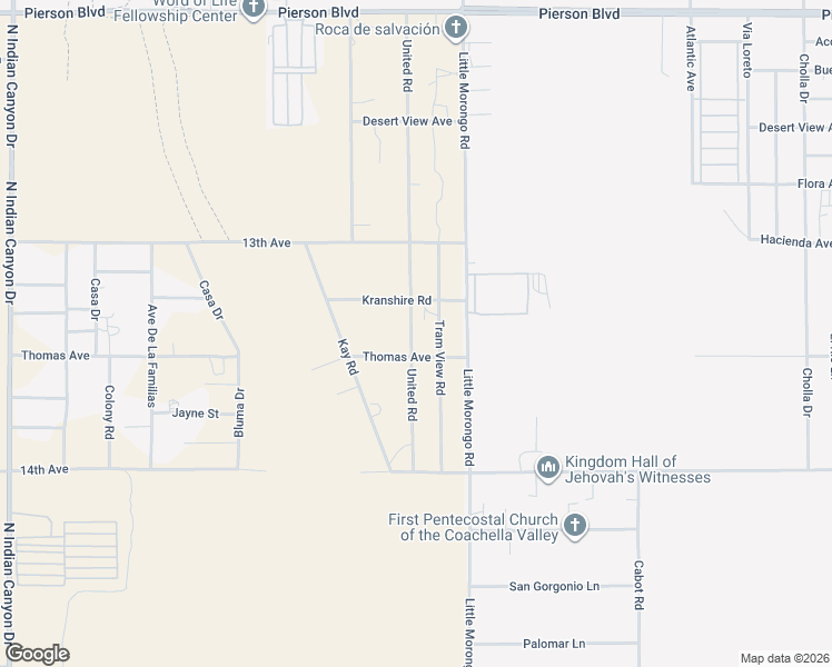map of restaurants, bars, coffee shops, grocery stores, and more near 13450 Tram View Road in Desert Hot Springs