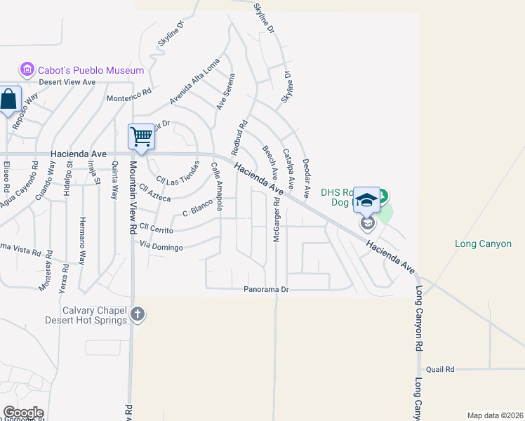 map of restaurants, bars, coffee shops, grocery stores, and more near 13400 Avenida La Vista in Desert Hot Springs