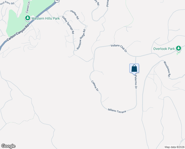 map of restaurants, bars, coffee shops, grocery stores, and more near 16629 Catena Drive in Chino Hills