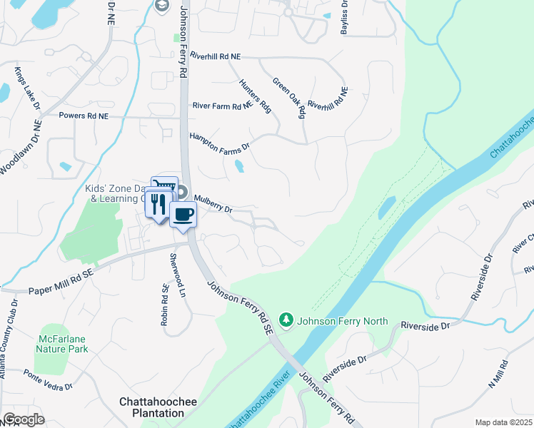 map of restaurants, bars, coffee shops, grocery stores, and more near 1002 Saddle Hill in Marietta