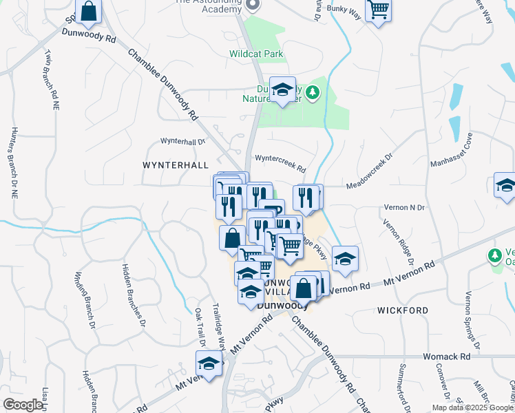 map of restaurants, bars, coffee shops, grocery stores, and more near 5579b Chamblee Dunwoody Road in Dunwoody