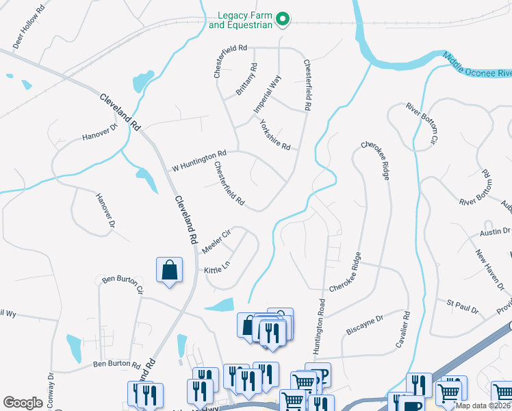 map of restaurants, bars, coffee shops, grocery stores, and more near 222 Chesterfield Road in Bogart