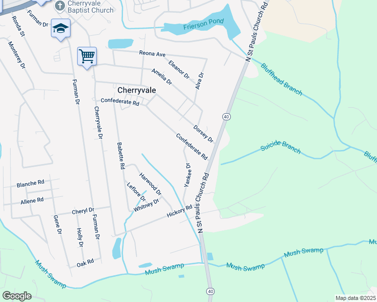 map of restaurants, bars, coffee shops, grocery stores, and more near 1055 Yankee Drive in Sumter