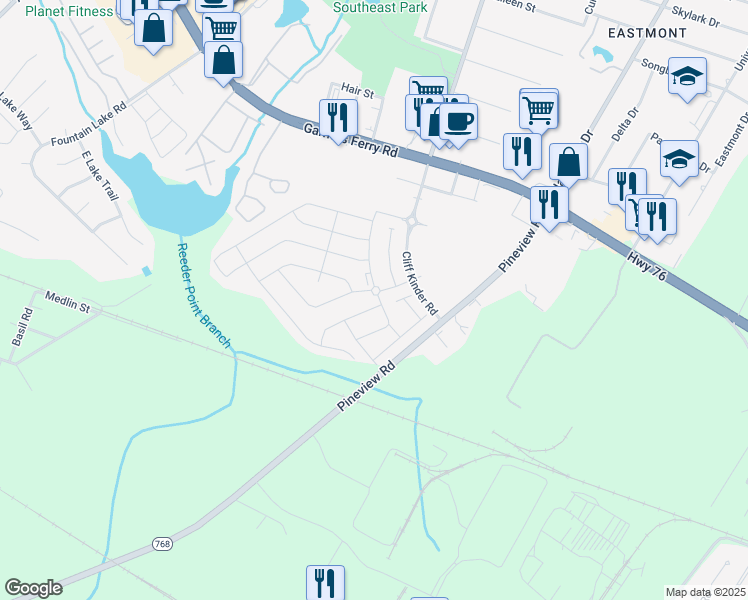 map of restaurants, bars, coffee shops, grocery stores, and more near 103 Jersey Lane in Columbia