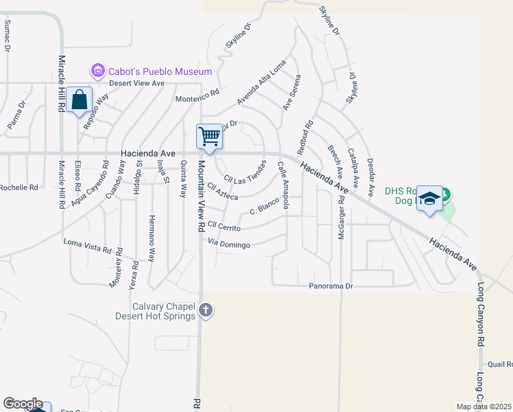 map of restaurants, bars, coffee shops, grocery stores, and more near 68190 Calle Blanco in Desert Hot Springs