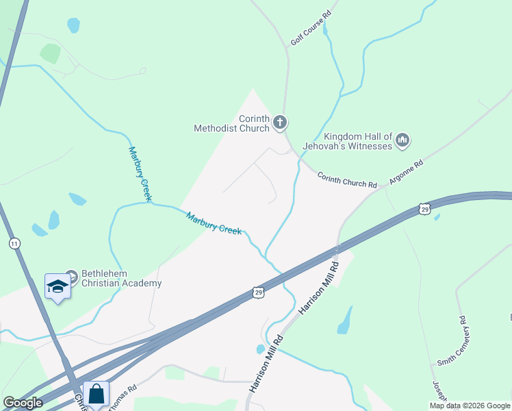 map of restaurants, bars, coffee shops, grocery stores, and more near 693 Corinth Church Road in Winder