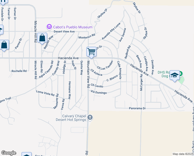 map of restaurants, bars, coffee shops, grocery stores, and more near 68110 Calle Bolso in Desert Hot Springs