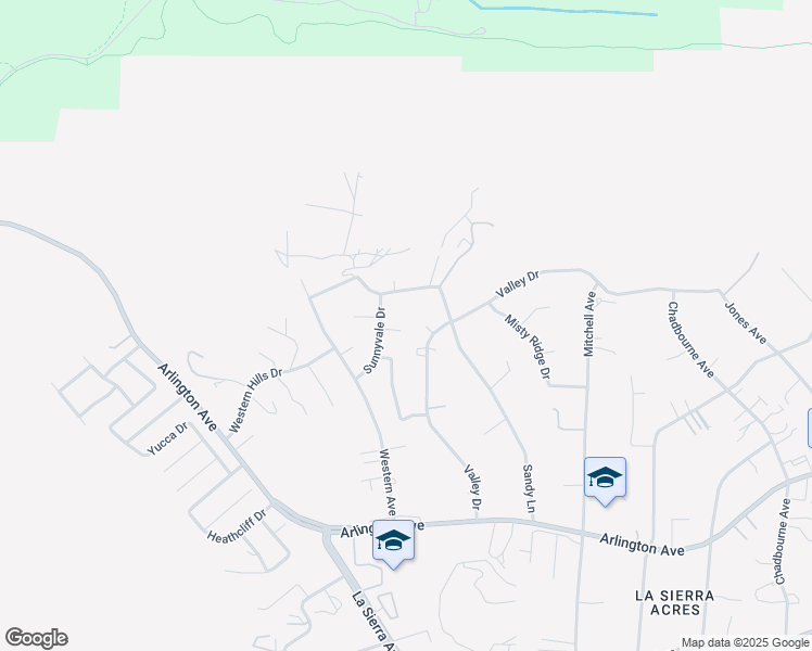 map of restaurants, bars, coffee shops, grocery stores, and more near 6783 Sunnyvale Drive in Riverside