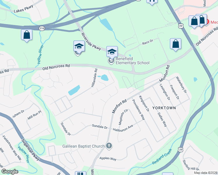 map of restaurants, bars, coffee shops, grocery stores, and more near 485 Victory Court in Lawrenceville