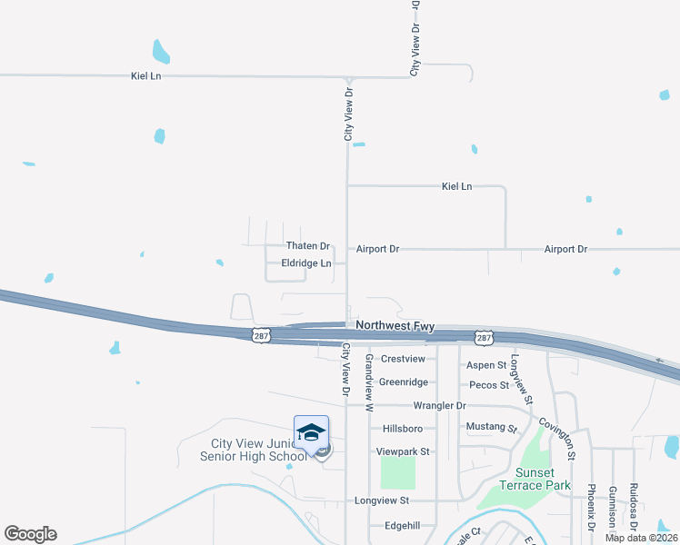 map of restaurants, bars, coffee shops, grocery stores, and more near 2843-2881 City View Drive in Wichita Falls