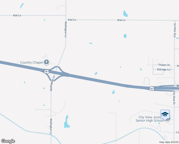 map of restaurants, bars, coffee shops, grocery stores, and more near Highway 287 in Wichita Falls