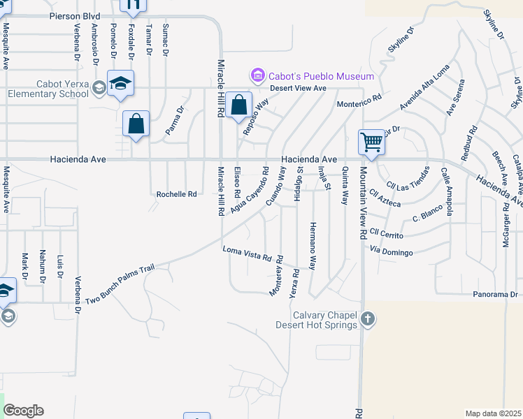 map of restaurants, bars, coffee shops, grocery stores, and more near 13450 Cielo Azul Way in Desert Hot Springs