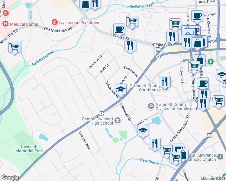 map of restaurants, bars, coffee shops, grocery stores, and more near 686 Stark Street in Lawrenceville
