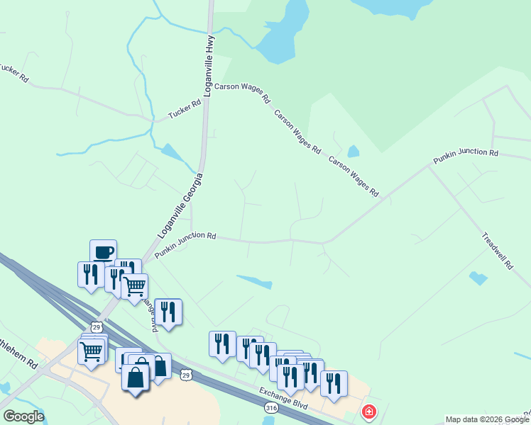 map of restaurants, bars, coffee shops, grocery stores, and more near 299 Punkin Junction Road in Bethlehem