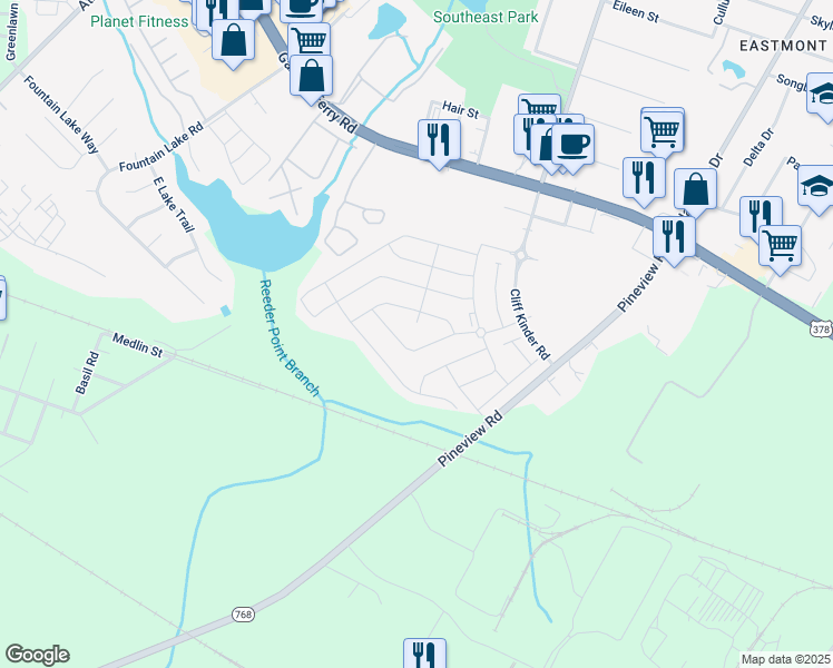 map of restaurants, bars, coffee shops, grocery stores, and more near 7 Silage Court in Columbia