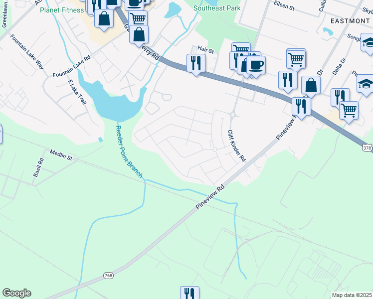 map of restaurants, bars, coffee shops, grocery stores, and more near 7 Silage Court in Columbia